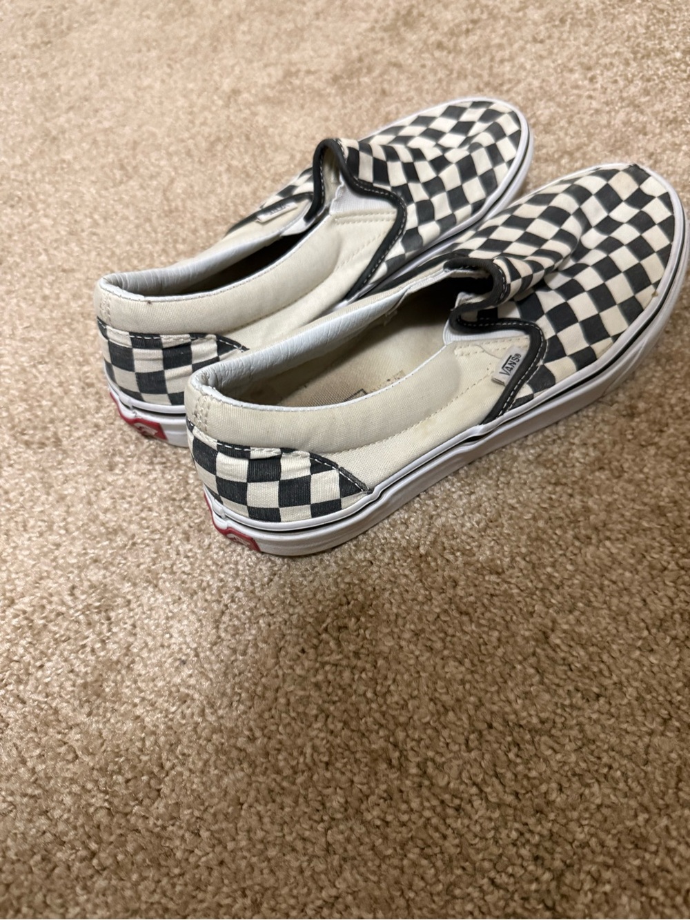 Vans men’s 8 woman’s 9.5  Classic Slip-On Checkerboard Sneakers in Black/White